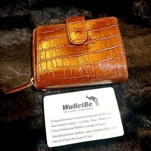WalletBe Women Wallet Leather RFID CashCard Croco Metallic Bronze